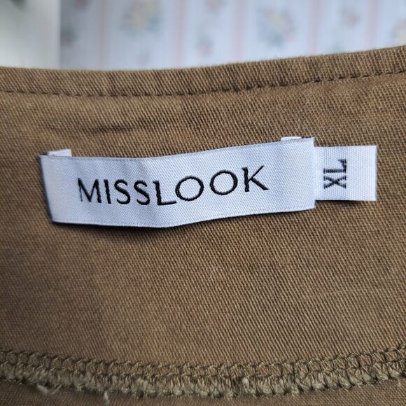 MISSLOOK CARDIGAN BLAZER JACKET WOMENS SIZE XL OPEN FRONT ARMY GREEN BUSINESS - Picture 3 of 10